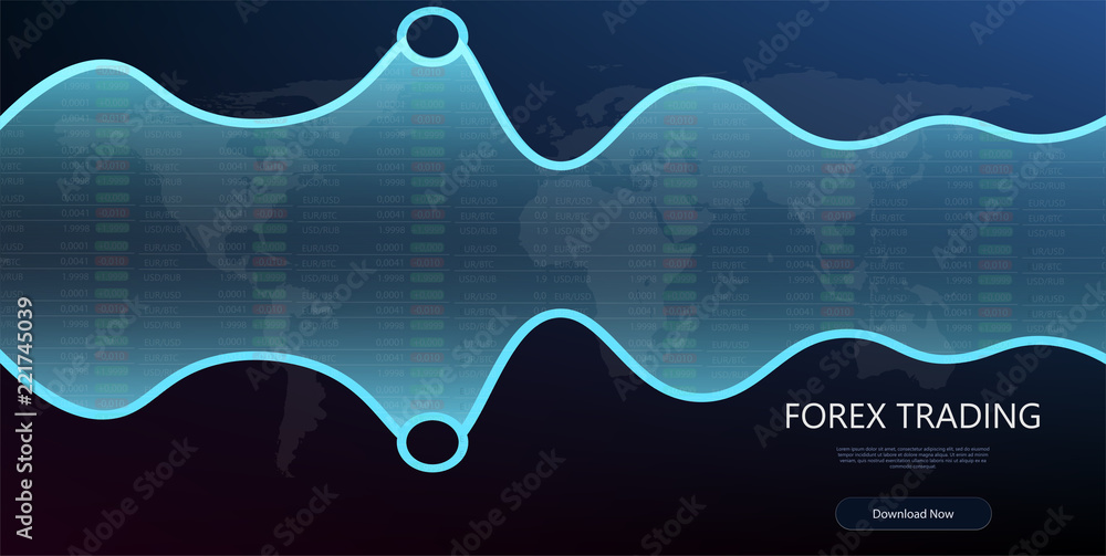 Aufkleber abstract financial chart with trend line graph and world map in stock market