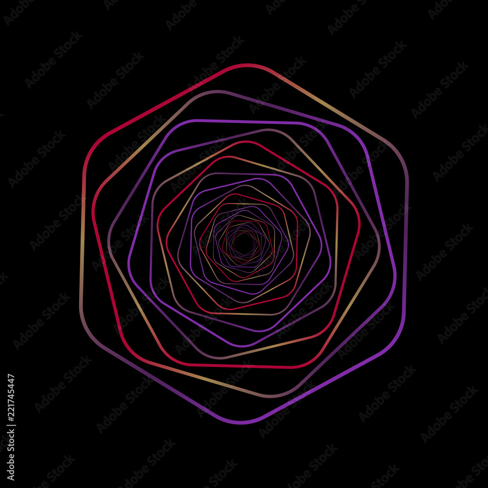 Poster tunnel abstract. twisted lines. abstract multicolor geometric background motion. abstract fractal. s