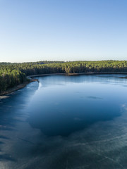 Aerial Photography of Lake in Early Spring