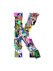 Capital letter K on white