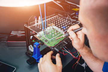 Repair of electronic devices, soldering and circuit board