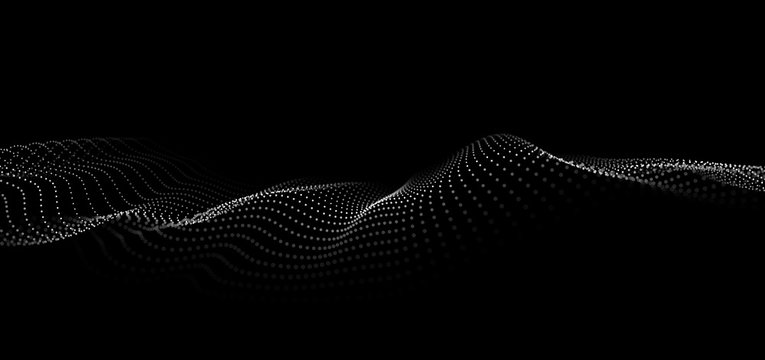 Wave 3d. Wave of particles. Futuristic point wave. Design for poster. Technology vector background. Vector illustration.