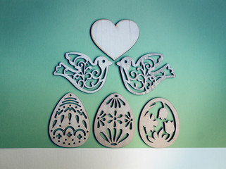 valentines ,anniversary,housewarming card with wooden heart,birds,flowers,tree ,house