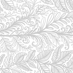 Seamless pattern with beautiful whorls and leaves. Can be used on bedding, bedclothing, wrapping paper, wallpaper, cover.