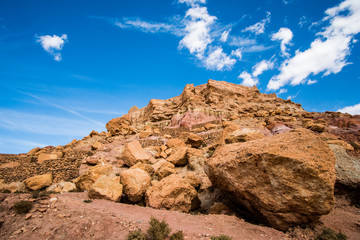 Hill from red rocks and stones