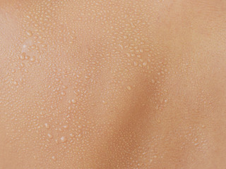 Water drops or sweat on human skin, texture or background
 - obrazy, fototapety, plakaty