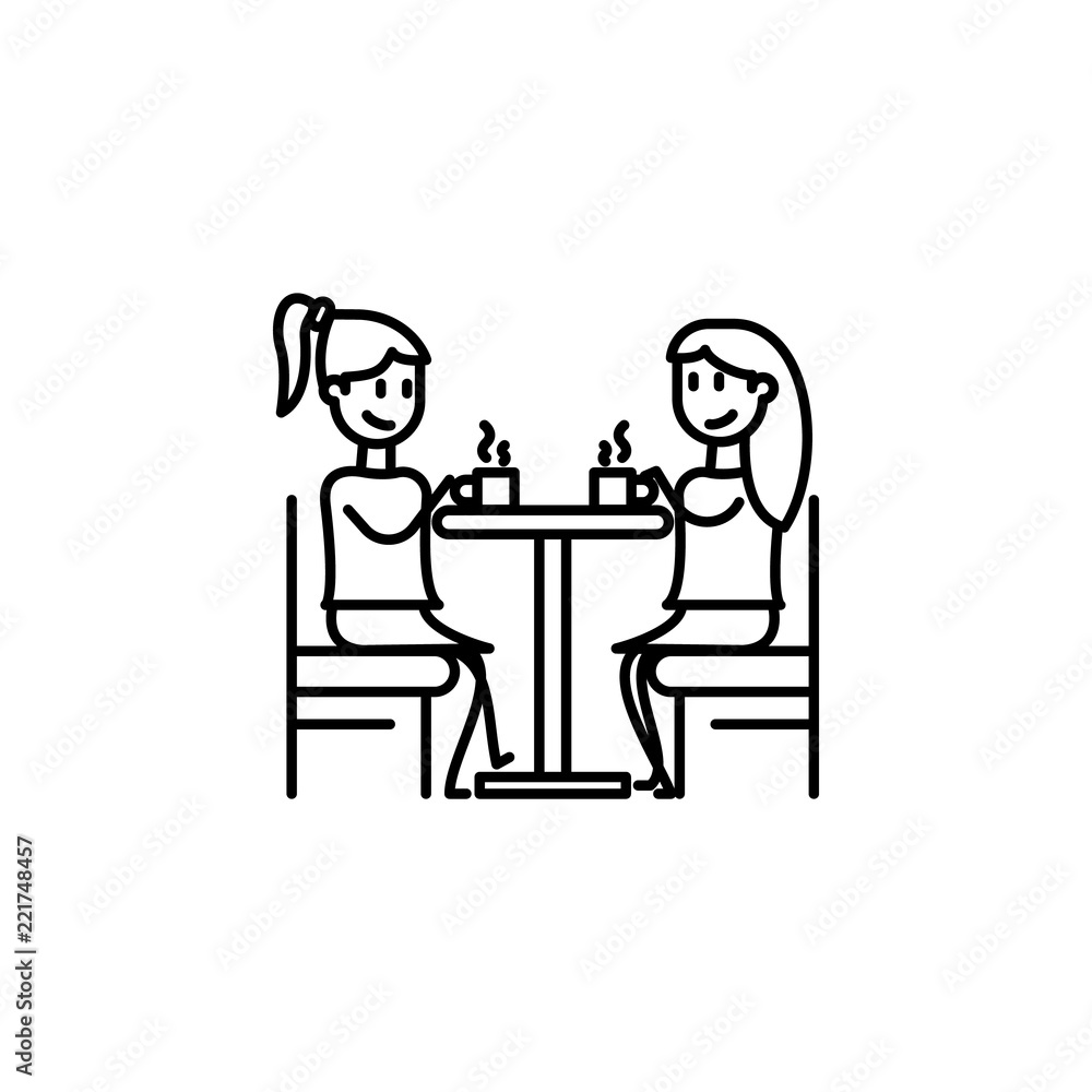 Poster sharing coffee drinking icon. element of friendship icon for mobile concept and web apps. thin line 
