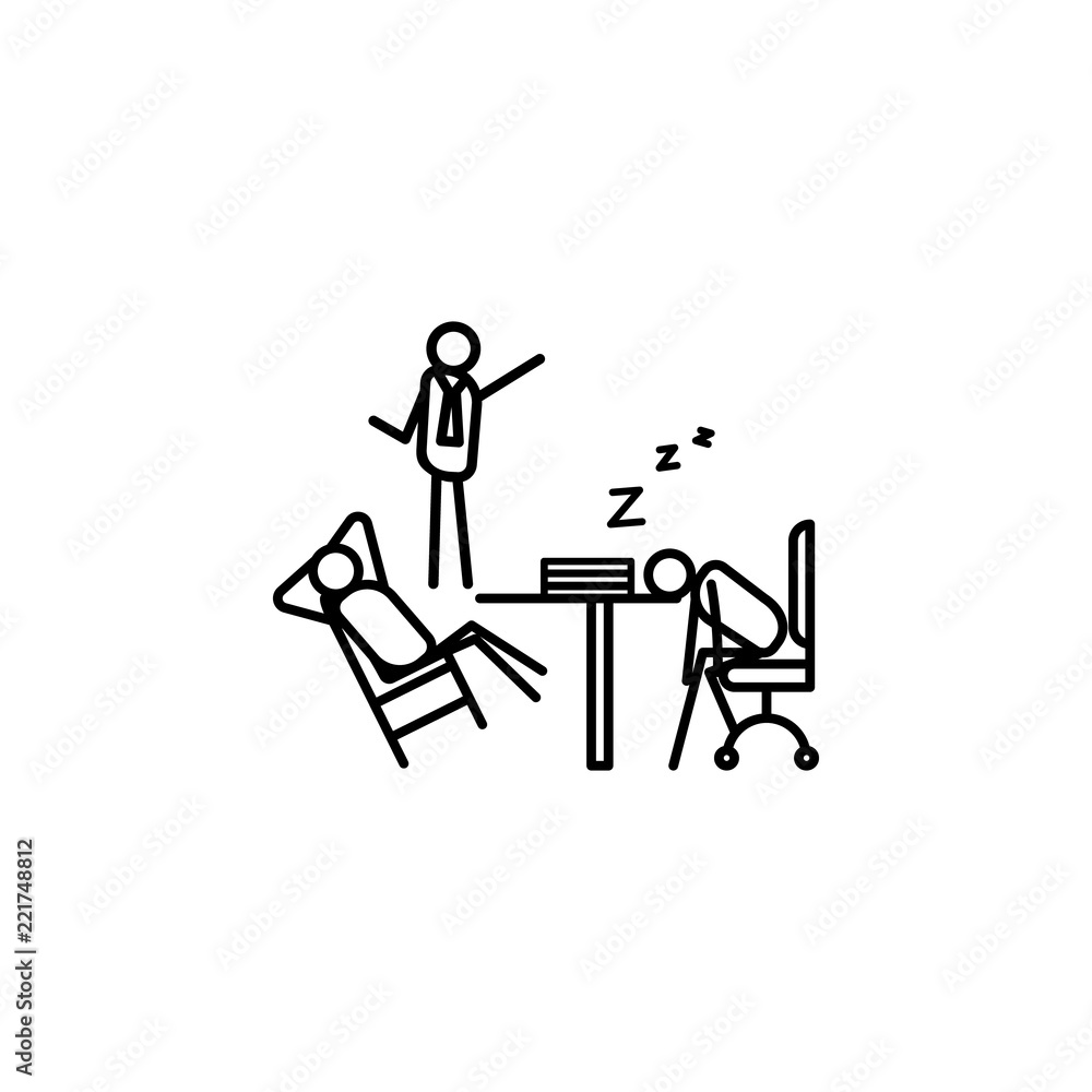 Poster boss scolds for laziness outline icon. element of lazy person icon for mobile concept and web apps. 