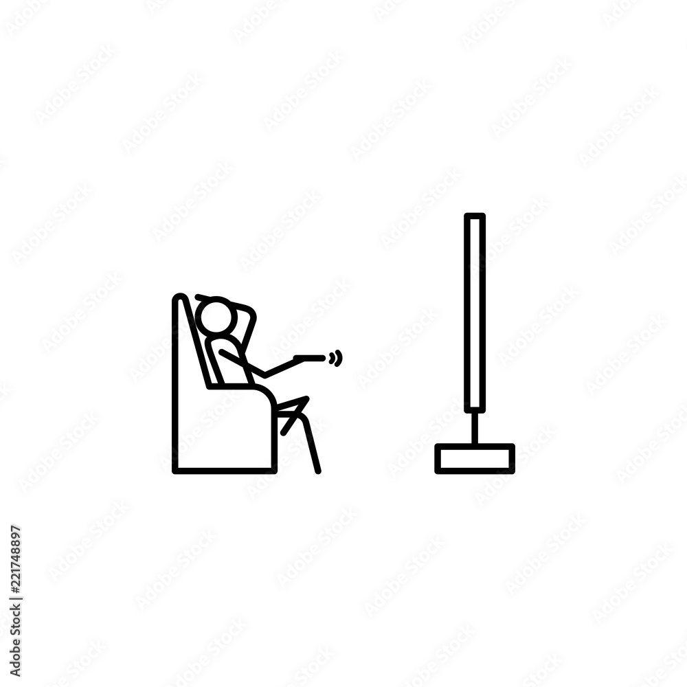 Poster watch tv outline icon. element of lazy person icon for mobile concept and web apps. thin line icon w