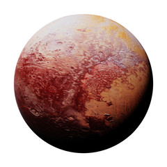 dwarf planet Pluto isolated on white background, part of the solar system