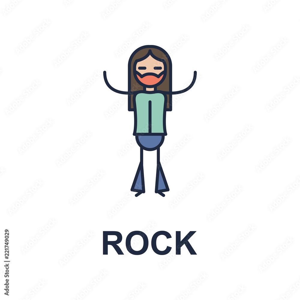 Poster rock musician icon. element of music style icon for mobile concept and web apps. colored rock music 