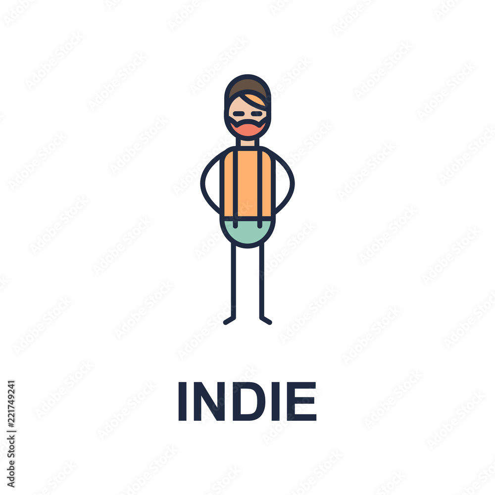 Poster indie musician icon. element of music style icon for mobile concept and web apps. colored indie musi