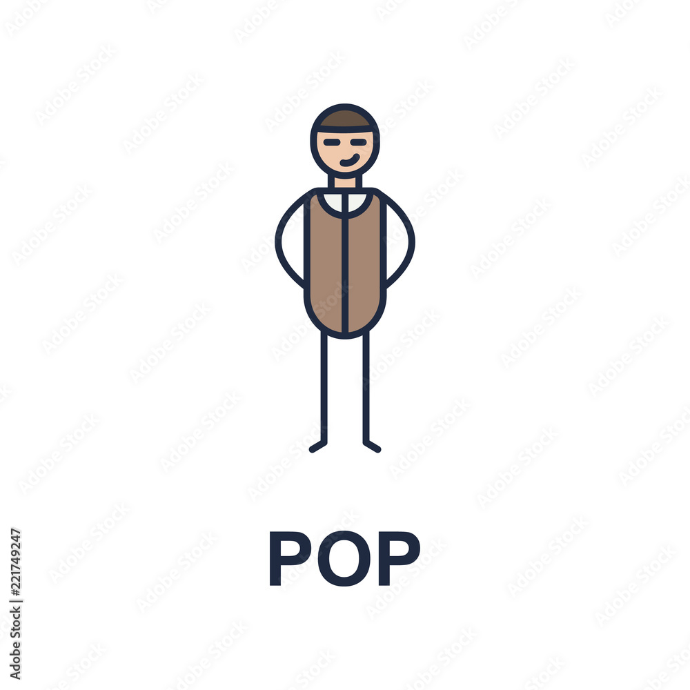 Poster pop musician icon. element of music style icon for mobile concept and web apps. colored pop music st