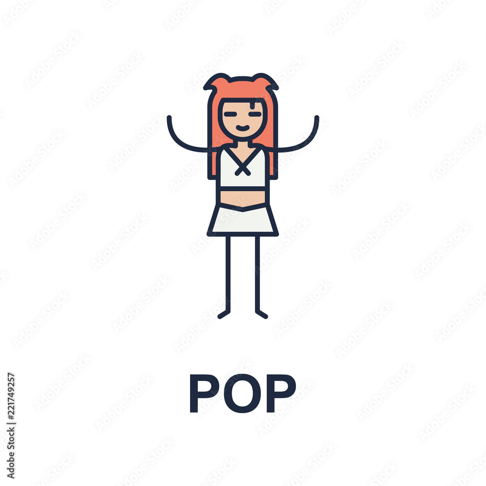 Poster pop musician icon. element of music style icon for mobile concept and web apps. colored pop music st