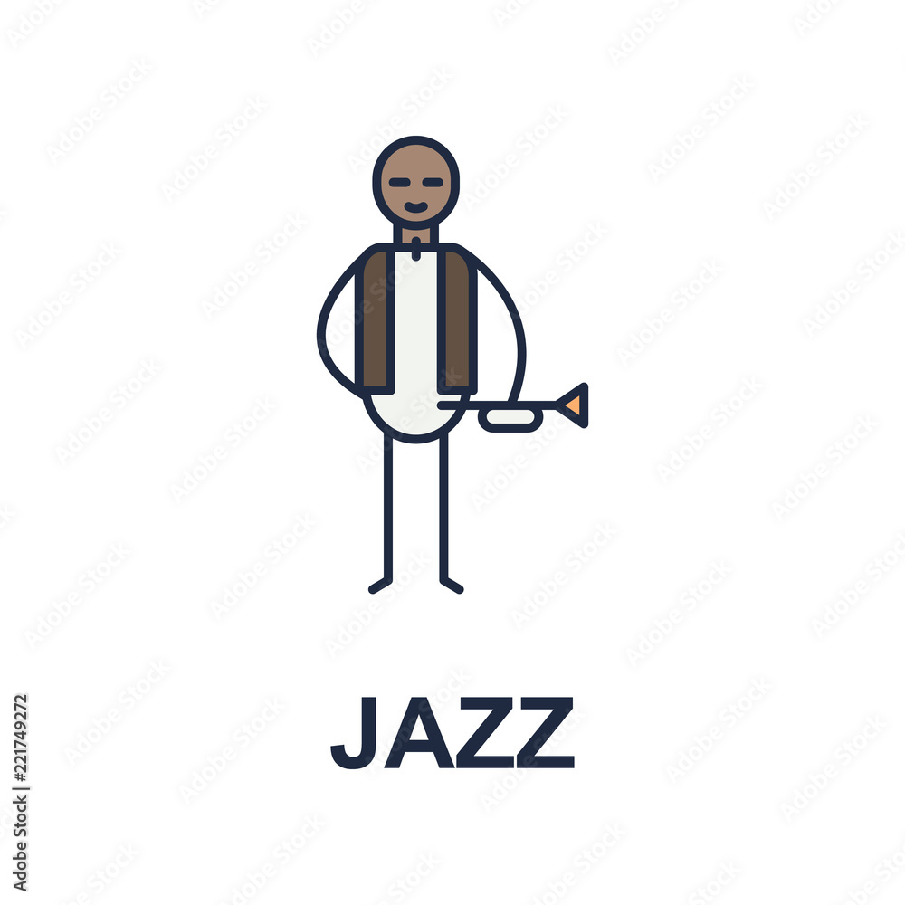 Poster jazz musician icon. element of music style icon for mobile concept and web apps. colored jazz music 