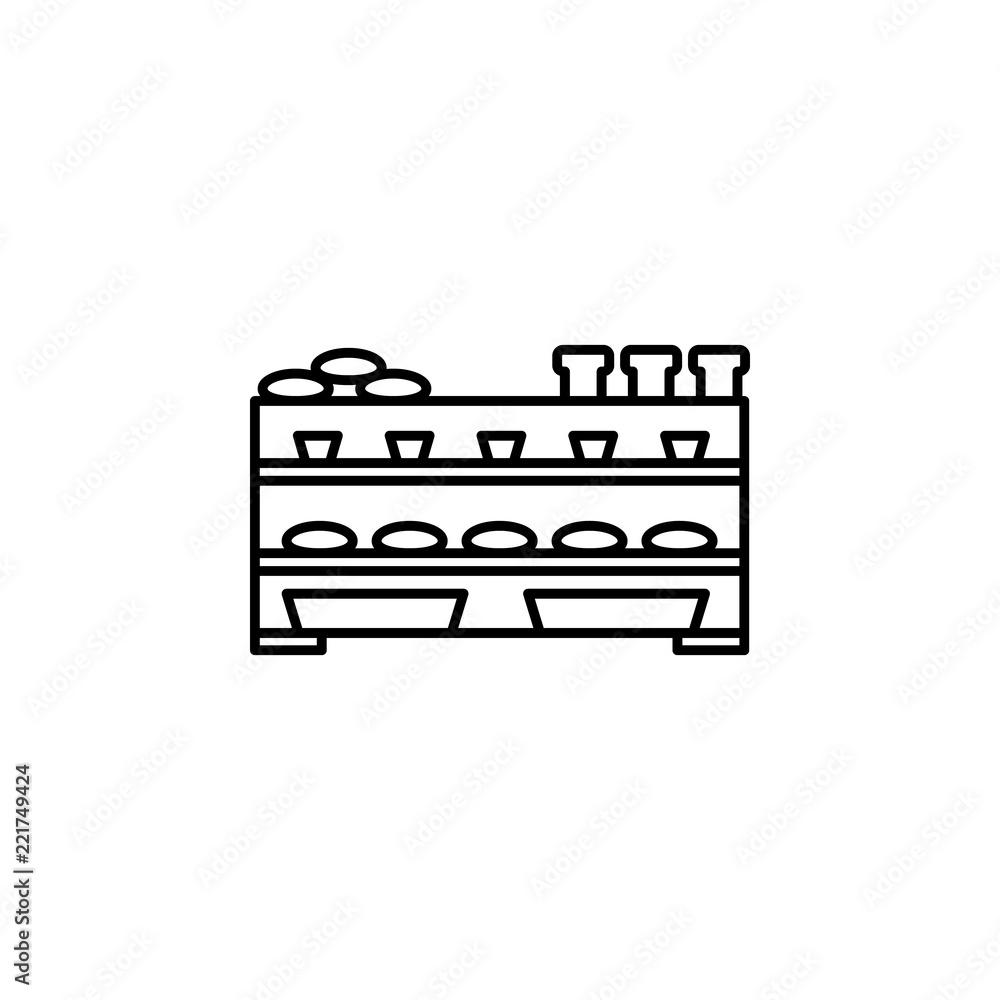 Poster bakery counter outline icon. element of shopping icon for mobile concept and web apps. thin line bak