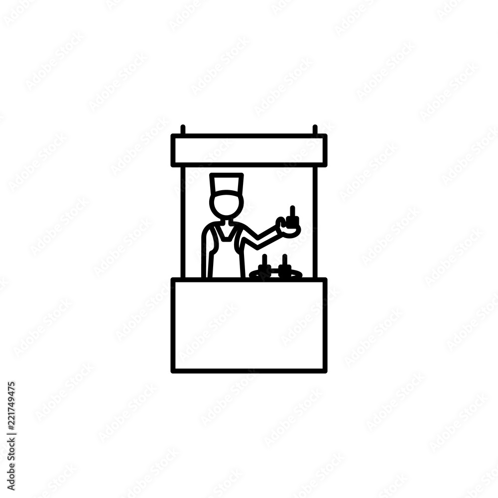 Poster shopkeeper outline icon. element of shopping icon for mobile concept and web apps. thin line shopkee