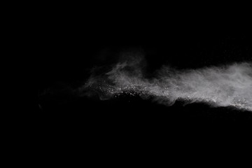 White powder explosion on white background. Colored cloud. Colorful dust explode. Paint Holi.