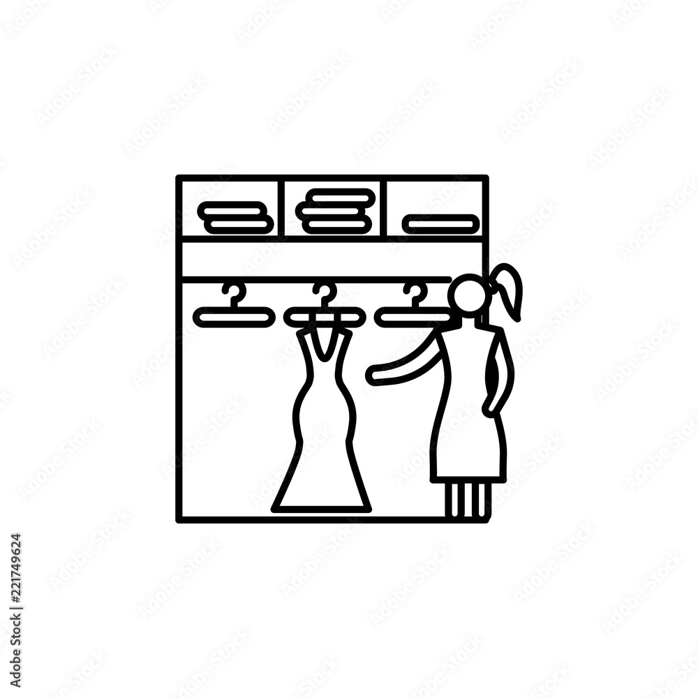 Poster choice of dresses in store outline icon. element of shopping icon for mobile concept and web apps. t