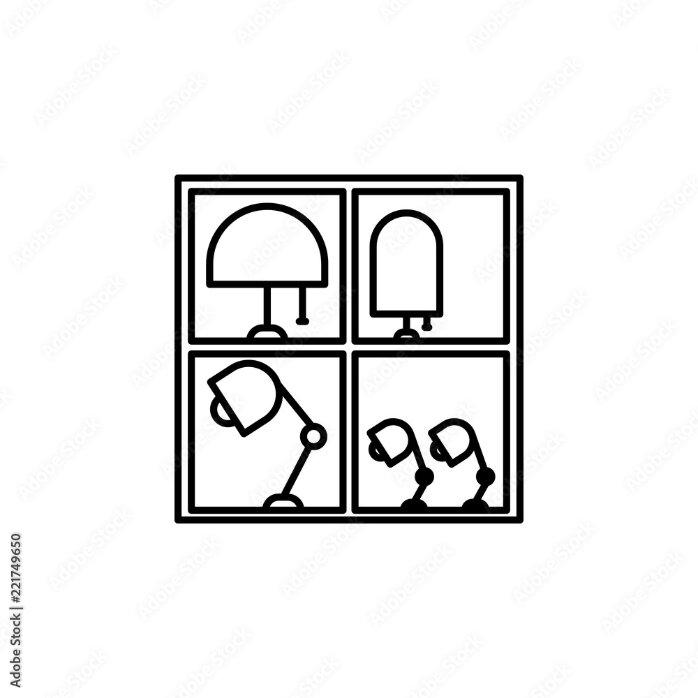 Poster showcase with nightlights outline icon. element of shopping icon for mobile concept and web apps. th