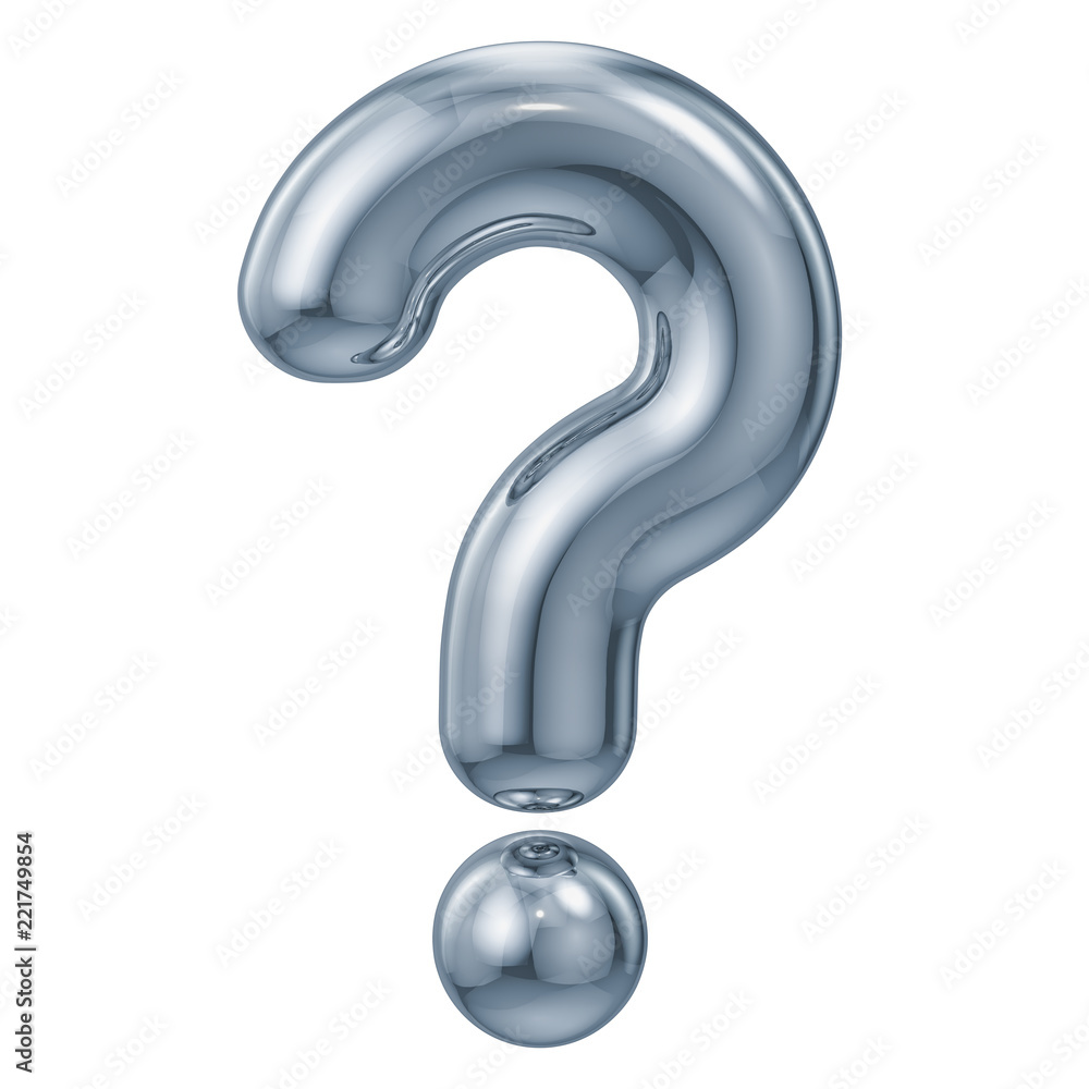 Poster metallic question mark, 3d rendering