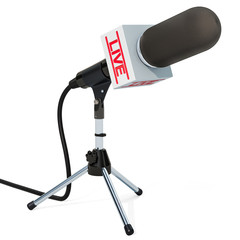 Microphone Live on the stand, 3D rendering