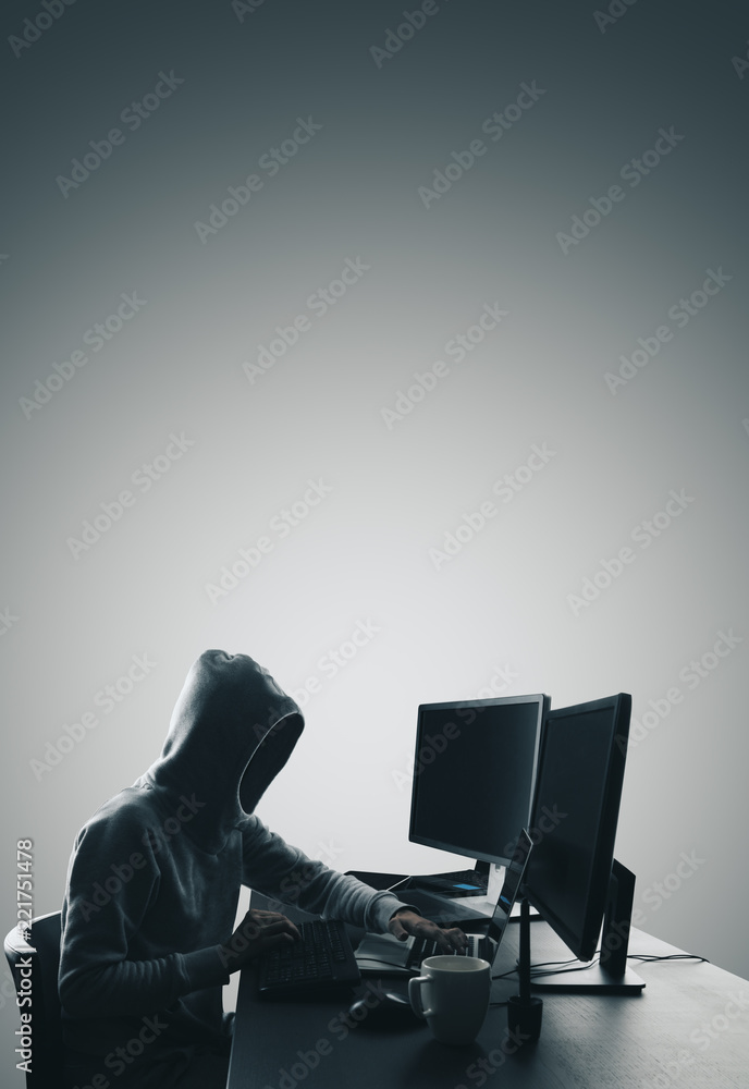 Poster Hacking and malware concept