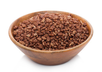 Bamboo wood bowl with organic granola cereal