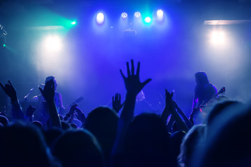 Fototapeta na wymiar audience at concert at nightclub
