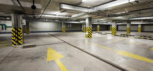 Underground car parking at modern house
