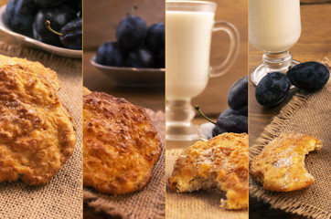 Collage of photos of homemade cookies with plums.