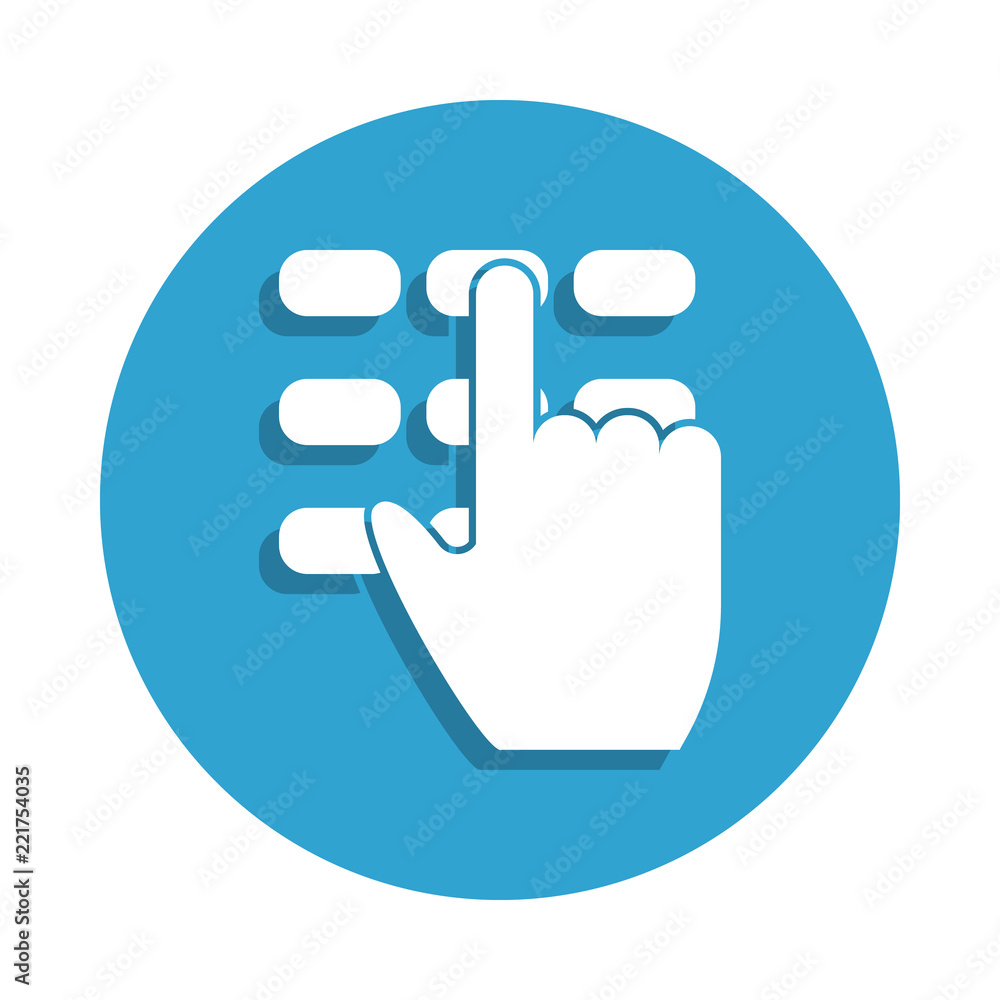 Poster pin code and hand icon in badge style. one of cyber security collection icon can be used for ui, ux
