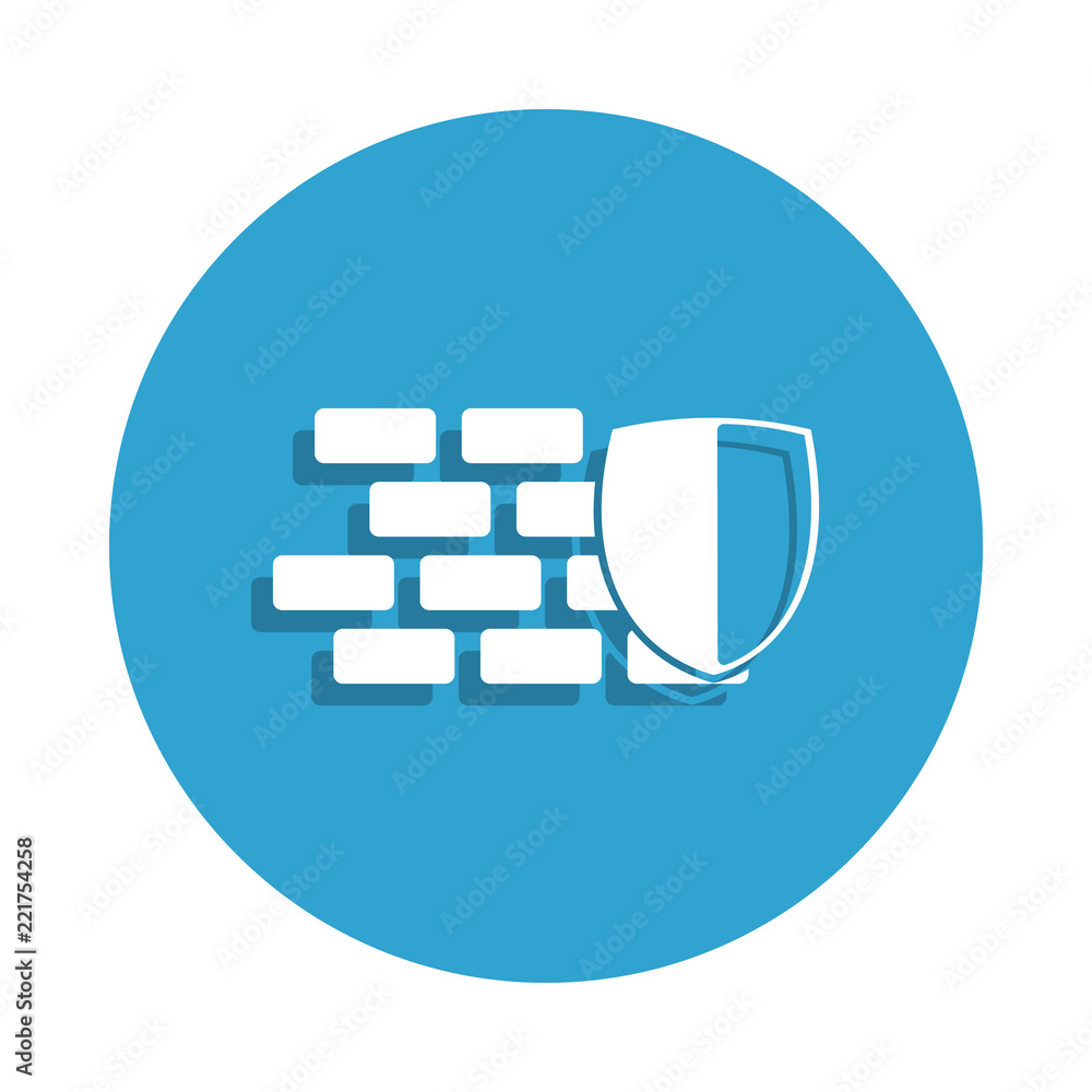 Poster shield and wall icon in badge style. one of cyber security collection icon can be used for ui, ux