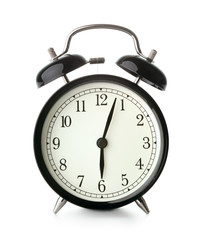 old-fashioned alarm clock isolated on white background