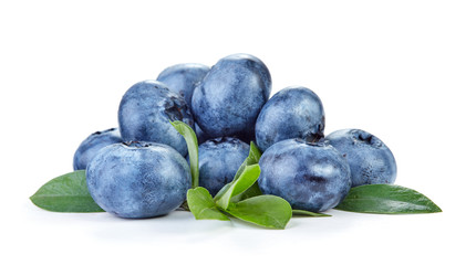 heap of fresh ripe blueberry fruits isolated on white background