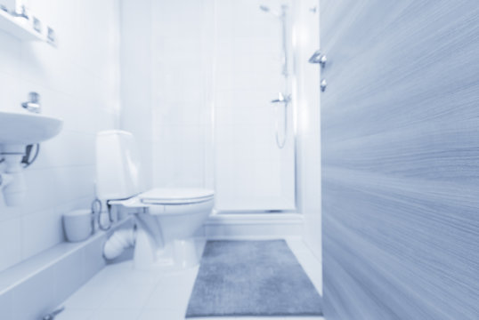 Out of focus bathroom. blue tone