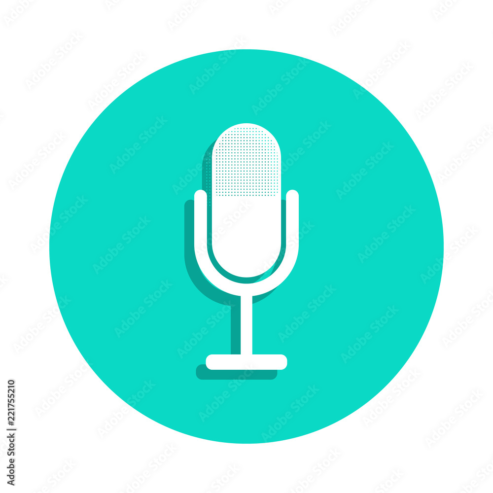 Aufkleber microphone icon in badge style. one of music instruments collection icon can be used for ui, ux