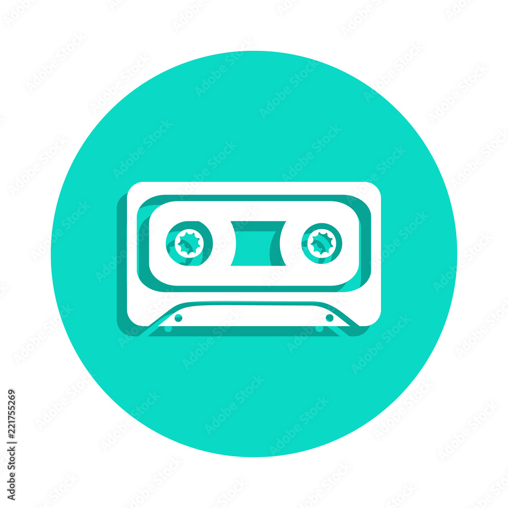 Poster cassette icon in badge style. one of music instruments collection icon can be used for ui, ux