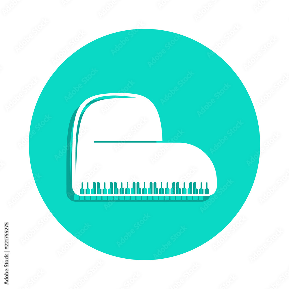 Poster piano icon in badge style. one of music instruments collection icon can be used for ui, ux