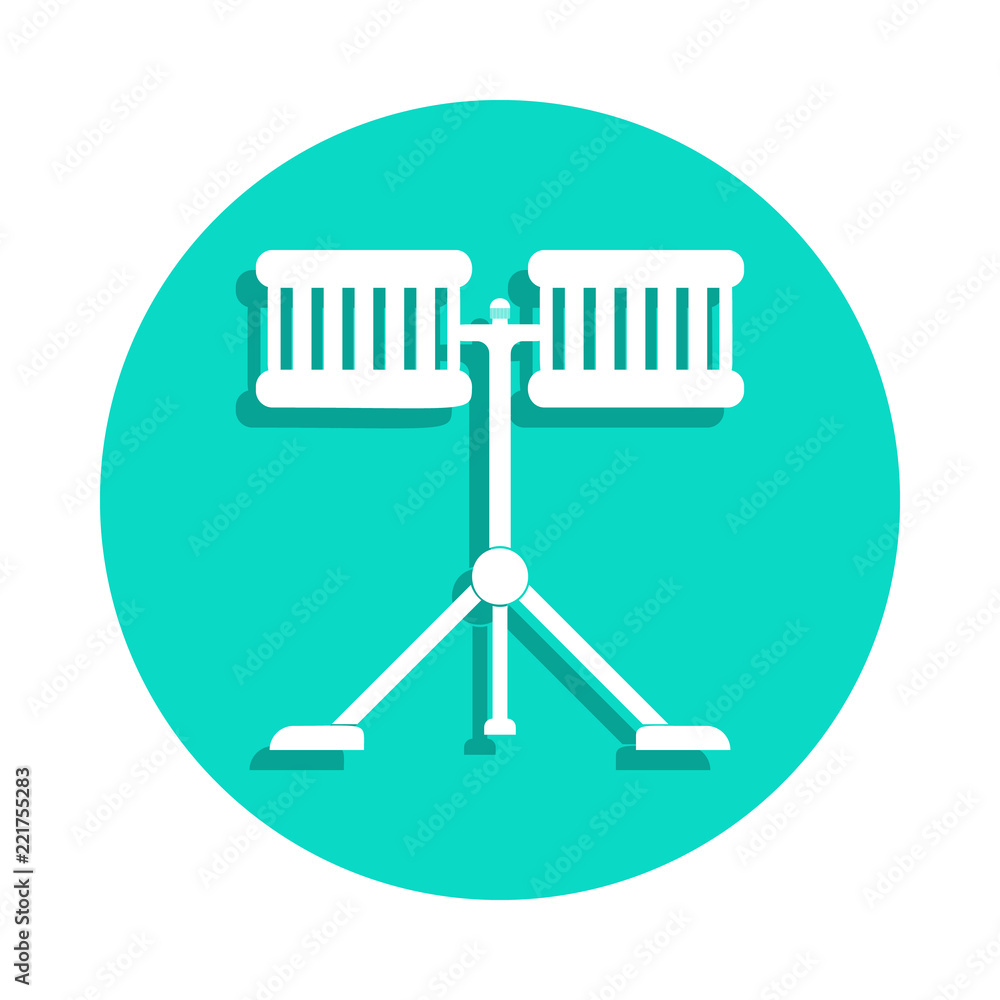 Poster drums icon in badge style. one of music instruments collection icon can be used for ui, ux