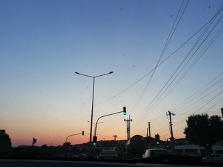 sunset on the highway