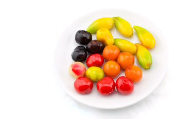 Deletable Imitation Fruits on white background