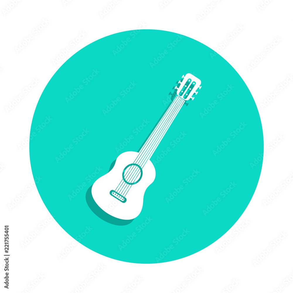 Poster guitar icon in badge style. one of music instruments collection icon can be used for ui, ux