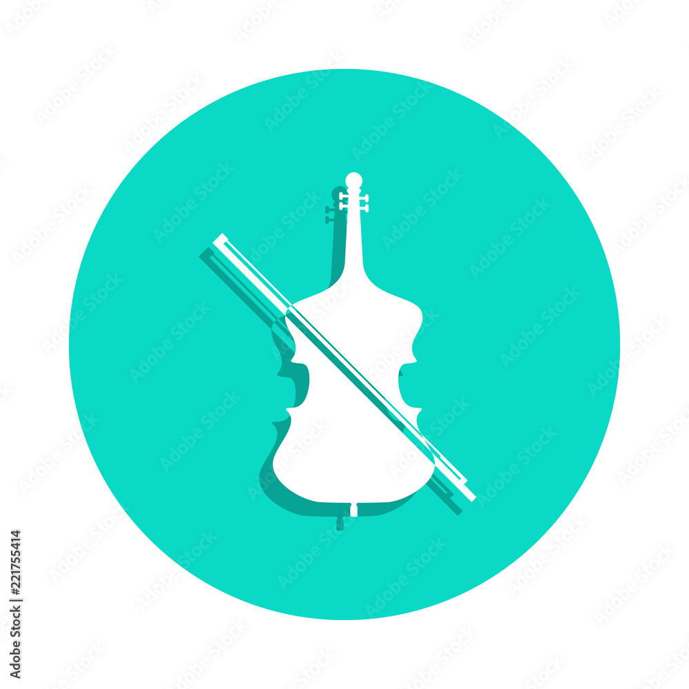 Poster cello icon in badge style. one of music instruments collection icon can be used for ui, ux