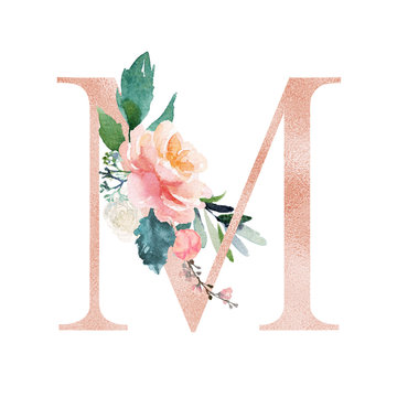Download Floral Alphabet Blush Peach Color Letter M With Flowers Bouquet Composition Unique Collection For Wedding Invites Decoration And Many Other Concept Ideas Stock Illustration Adobe Stock