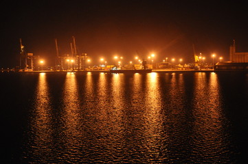 Fototapeta na wymiar The beautiful night new port Limassol in Cyprus