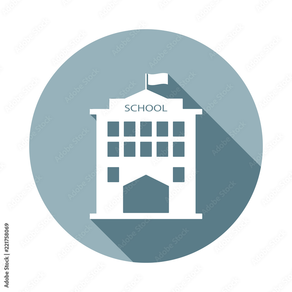 Poster school icon in flat long shadow style. one of web collection icon can be used for ui, ux