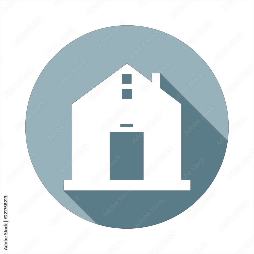 Poster barn icon in flat long shadow style. one of web collection icon can be used for ui, ux