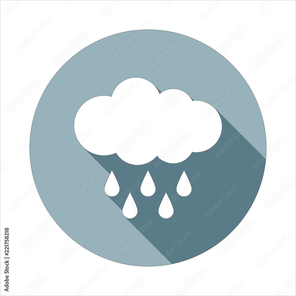 Poster hard rain icon in flat long shadow style. one of web collection icon can be used for ui, ux