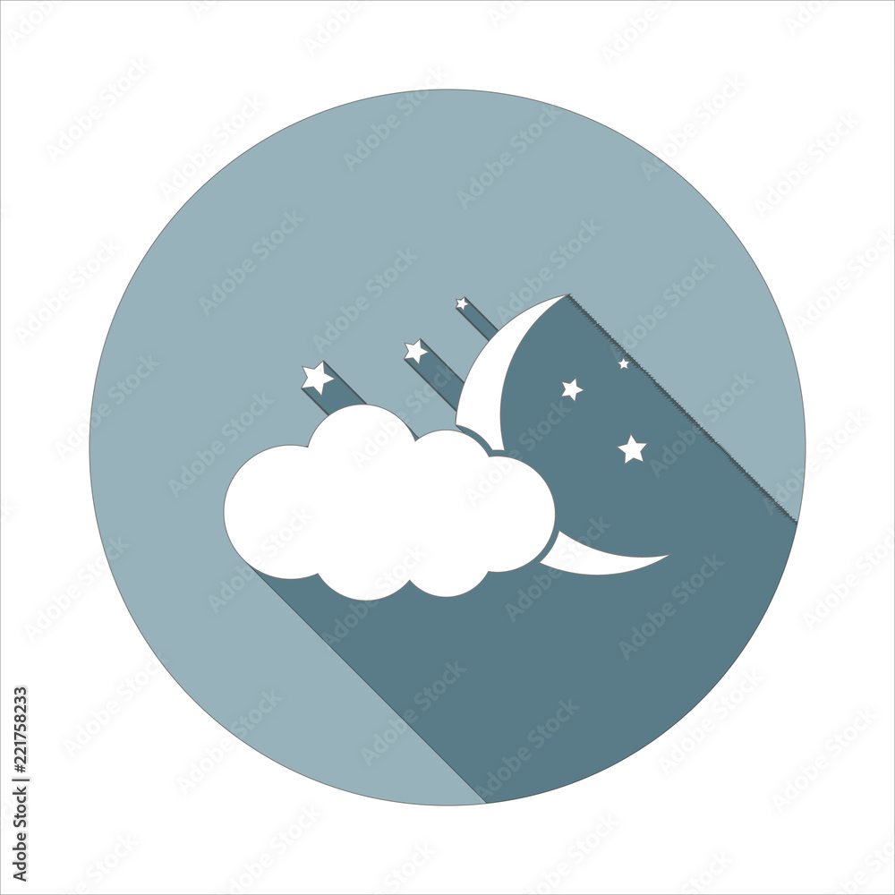 Poster cloud, star ,moon icon in flat long shadow style. one of web collection icon can be used for ui, ux